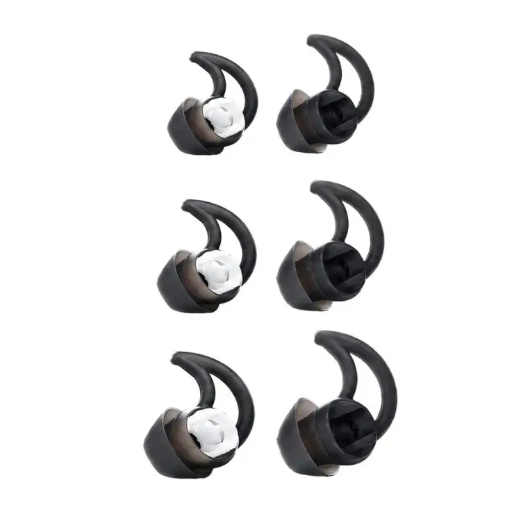 For BOSE QC30 / QC20 / QC20i XDcase 3 Pairs Replacement Silicone Ear Tips with Wing, S/M/L Size(Transparent Black)