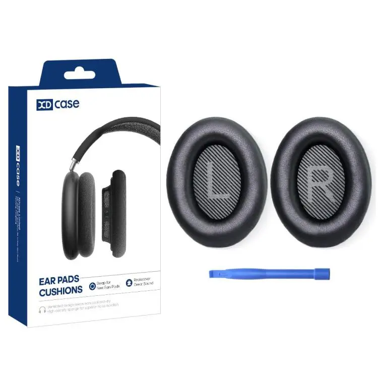 For Bose QuietComfort 35 / 35 II / QC35 / QC35 II XDcase 1 Pair Protein Leather Headset Replacement Ear Pads with Prying Tool(Black)