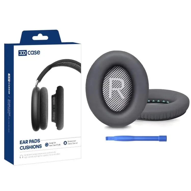 For Bose QuietComfort 35 / 35 II / QC35 / QC35 II XDcase 1 Pair Protein Leather Headset Replacement Ear Pads with Prying Tool(Dark Grey)