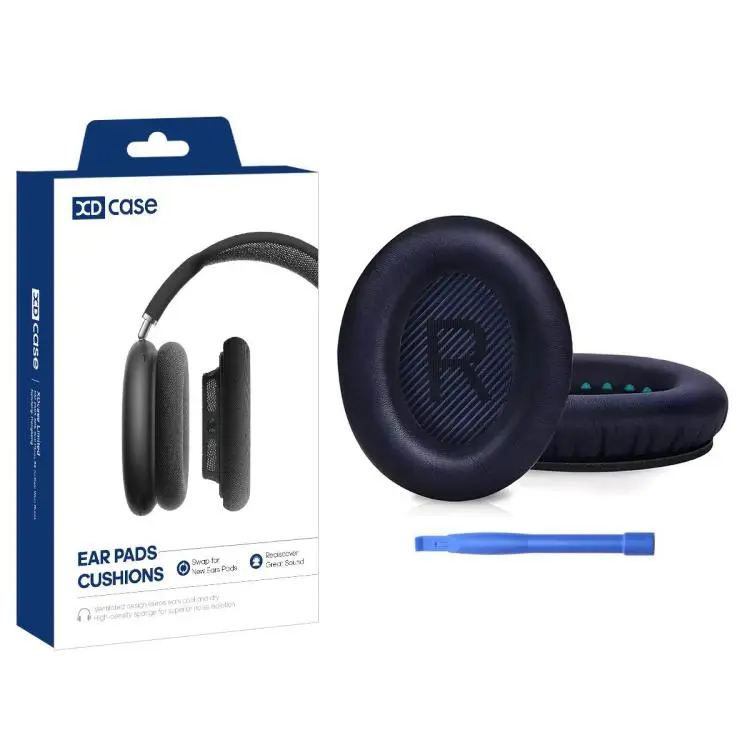 For Bose QuietComfort 35 / 35 II / QC35 / QC35 II XDcase 1 Pair Protein Leather Headset Replacement Ear Pads with Prying Tool(Navy Blue)