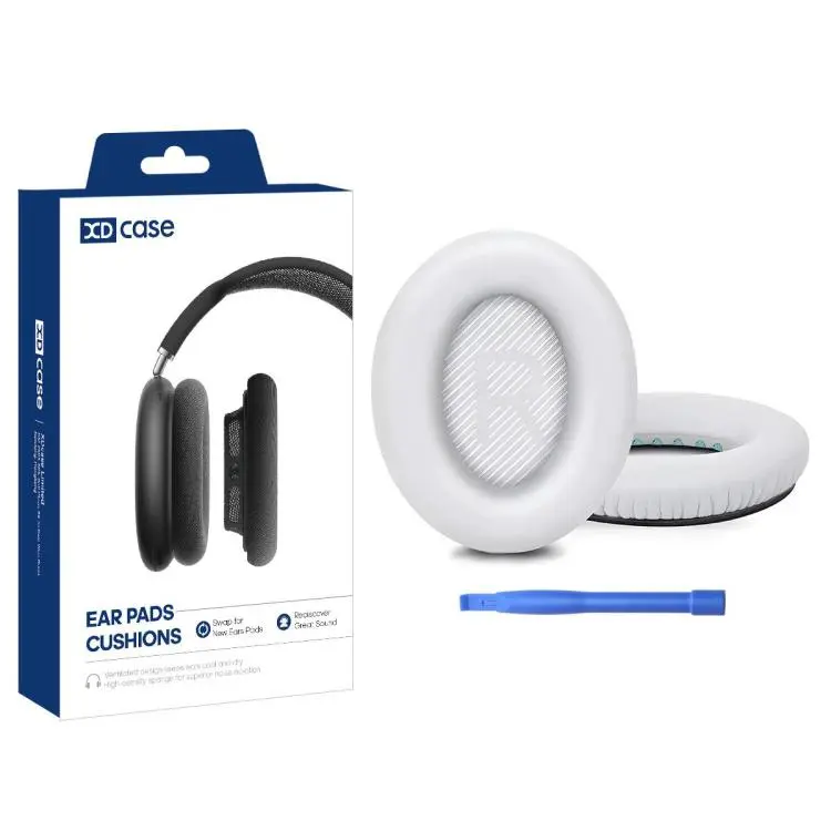 For Bose QuietComfort 35 / 35 II / QC35 / QC35 II XDcase 1 Pair Protein Leather Headset Replacement Ear Pads with Prying Tool(White)