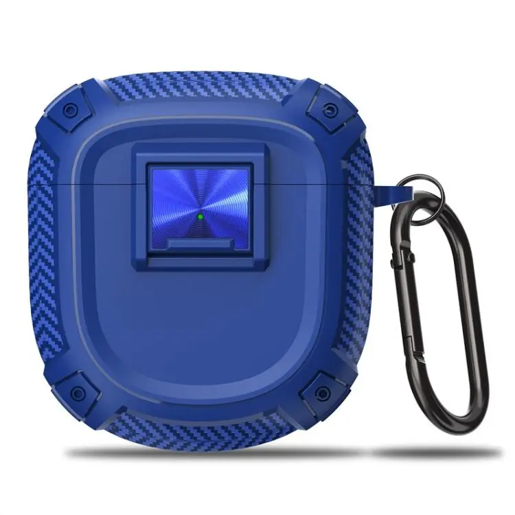 For Bose QuietComfort Earbuds II / Ultra Carbon Fibre Snap Lock TPU Earphone Cover with Metal Buckle(Blue)