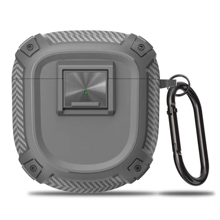 For Bose QuietComfort Earbuds II / Ultra Carbon Fibre Snap Lock TPU Earphone Cover with Metal Buckle(Grey)