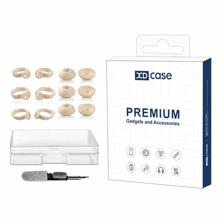 For Bose QuietComfort Earbuds II / Ultra / Sport XDcase 6 Pairs Replacement Silicone Ear Tips & Ear Hooks Kit, S/M/L Size, Cleaning Brush Color Random(Beige)