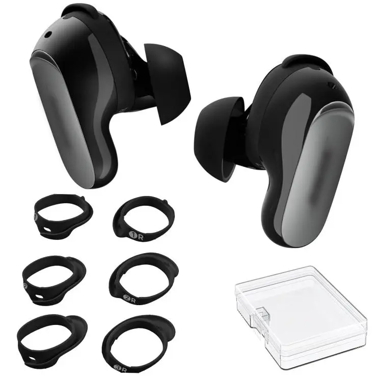 For Bose QuietComfort Ultra / Ultra 2 AhaStyle WG197 3pairs Silicone Ear Hooks Anti-Slip Ear Wings Loops(Black)