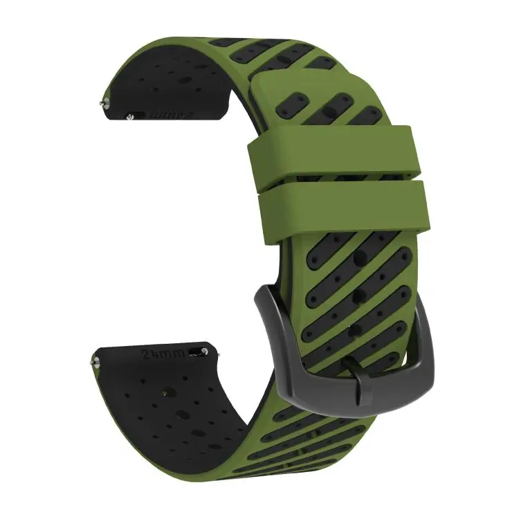 For COROS APEX 4 46mm / TicWatch Pro 5 Twill Texture Breathable Two Color Silicone Watch Band(Army Green Black)
