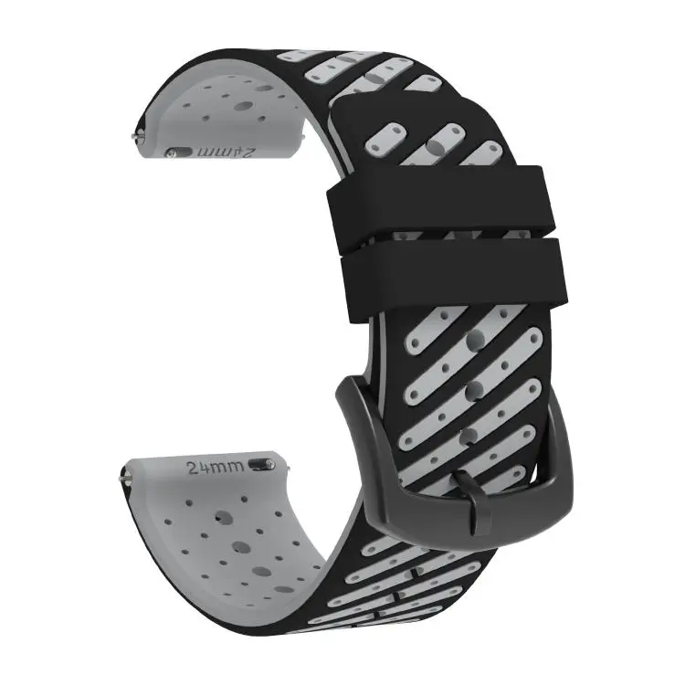 For COROS APEX 4 46mm / TicWatch Pro 5 Twill Texture Breathable Two Color Silicone Watch Band(Black Grey)