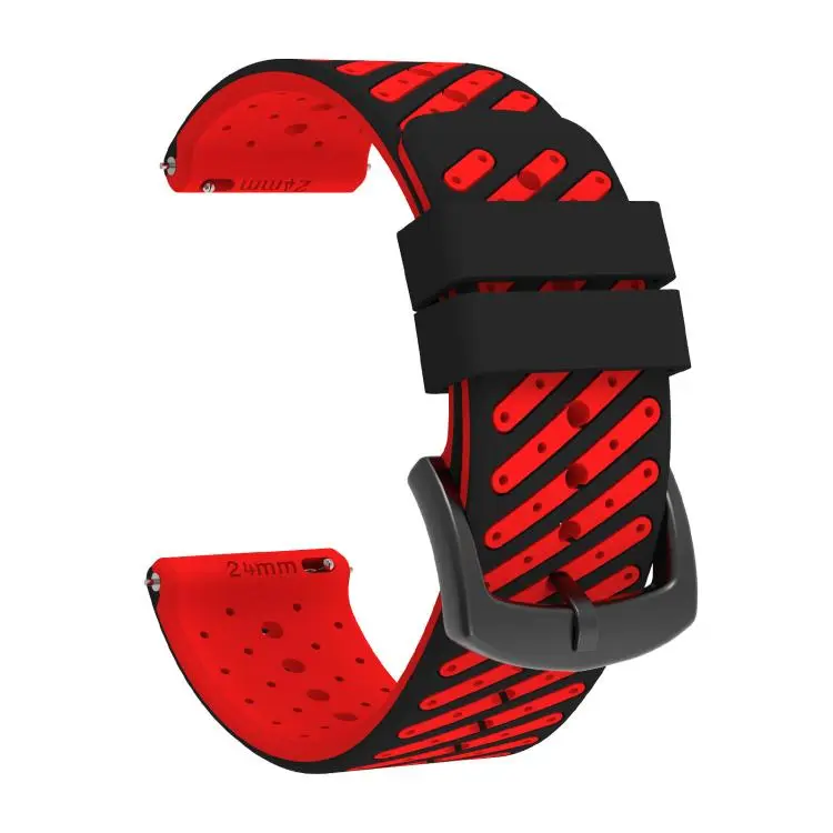 For COROS APEX 4 46mm / TicWatch Pro 5 Twill Texture Breathable Two Color Silicone Watch Band(Black Red)
