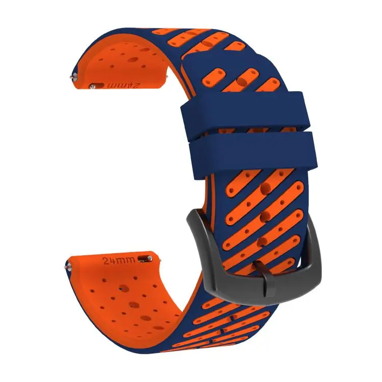 For COROS APEX 4 46mm / TicWatch Pro 5 Twill Texture Breathable Two Color Silicone Watch Band(Dark Blue Orange)