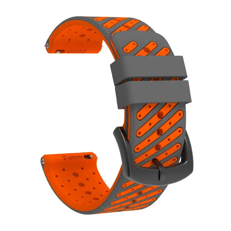 For COROS APEX 4 46mm / TicWatch Pro 5 Twill Texture Breathable Two Color Silicone Watch Band(Gray Orange)