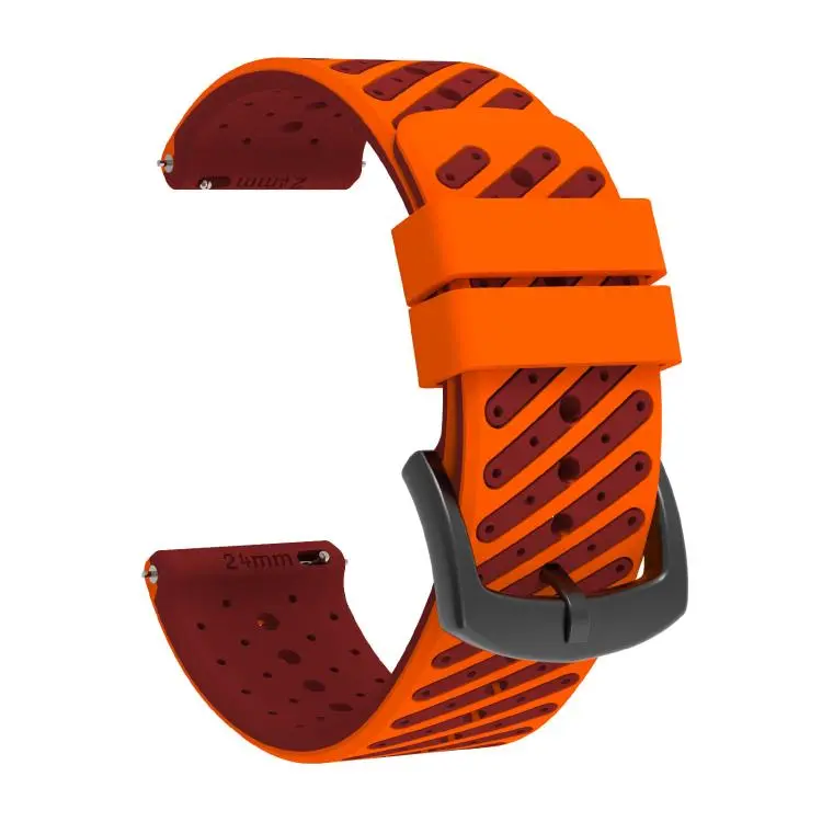 For COROS APEX 4 46mm / TicWatch Pro 5 Twill Texture Breathable Two Color Silicone Watch Band(Orange Red)