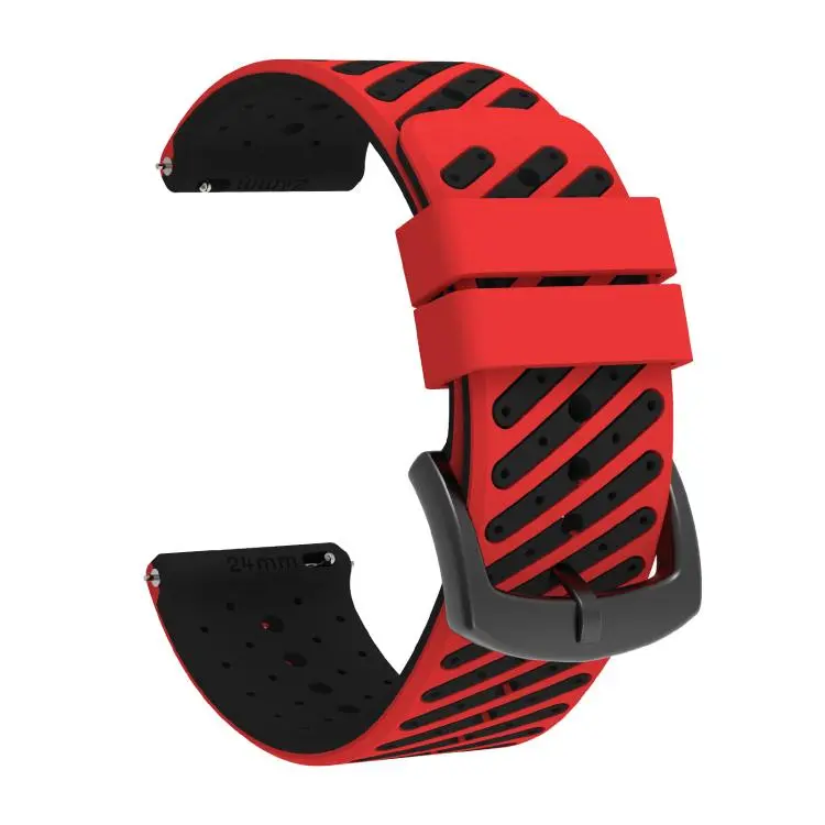 For COROS APEX 4 46mm / TicWatch Pro 5 Twill Texture Breathable Two Color Silicone Watch Band(Red Black)