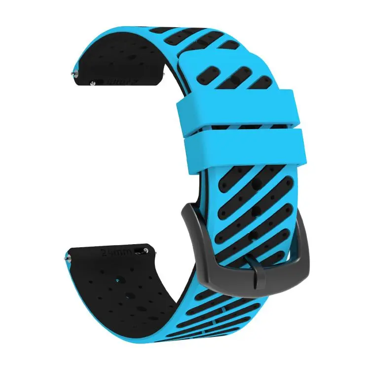 For COROS APEX 4 46mm / TicWatch Pro 5 Twill Texture Breathable Two Color Silicone Watch Band(Sky Blue Black)