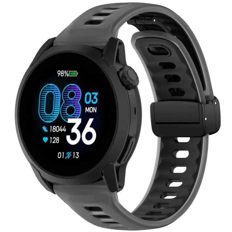 For COROS PACE 4 Folding Magnetic Black Buckle Jelly Silicone Watch Band(Black)