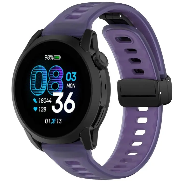 For COROS PACE 4 Folding Magnetic Black Buckle Jelly Silicone Watch Band(Dark Purple)