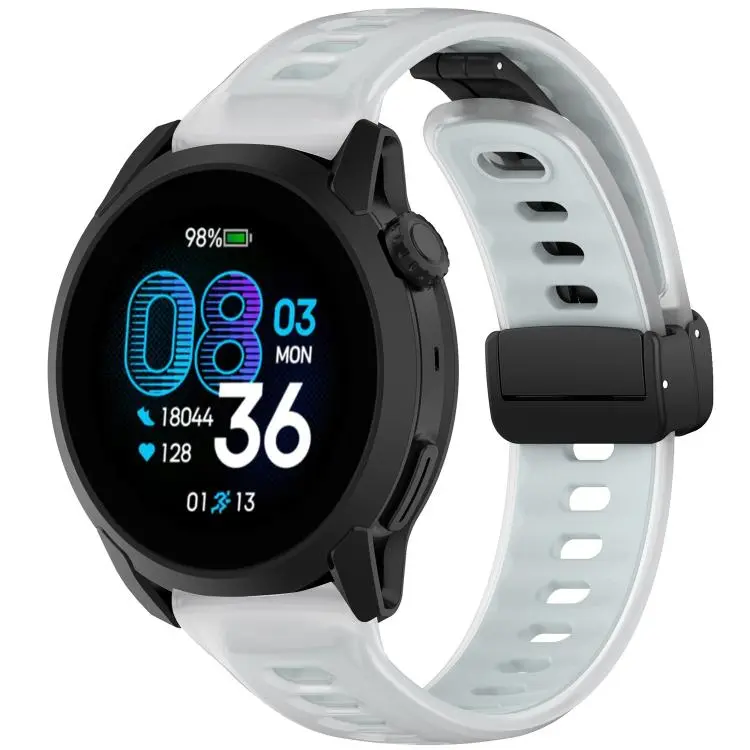 For COROS PACE 4 Folding Magnetic Black Buckle Jelly Silicone Watch Band(Frost White)
