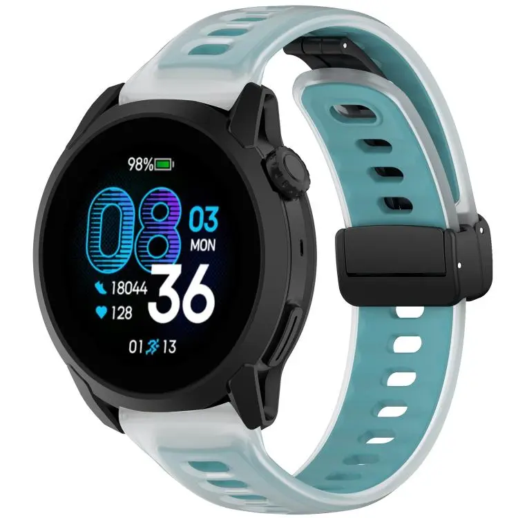 For COROS PACE 4 Folding Magnetic Black Buckle Jelly Silicone Watch Band(Translucent Blue)