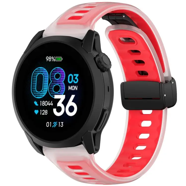 For COROS PACE 4 Folding Magnetic Black Buckle Jelly Silicone Watch Band(Translucent Red)