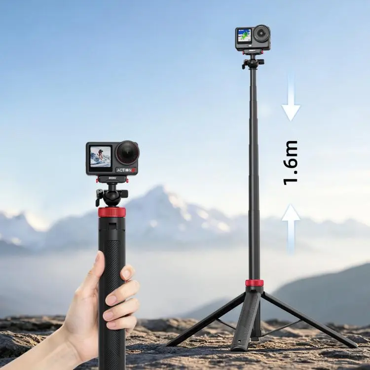 For DJI Osmo Action 6 / Nano BRDRC 1.6m Ball Head Quick-release Tripod Extension Selfie Stick