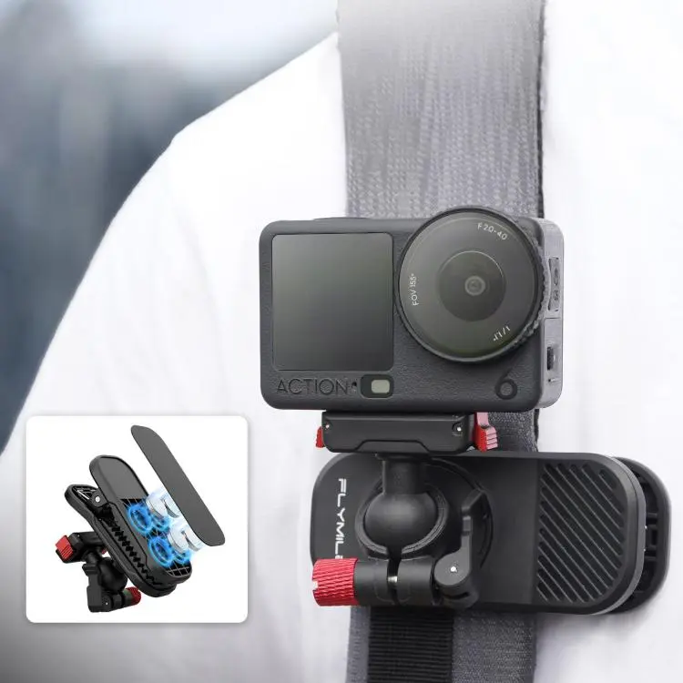 For DJI Osmo Action 6 / Nano Flymile Magnetic Quick-release Backpack Shoulder Strap Clip Bracket
