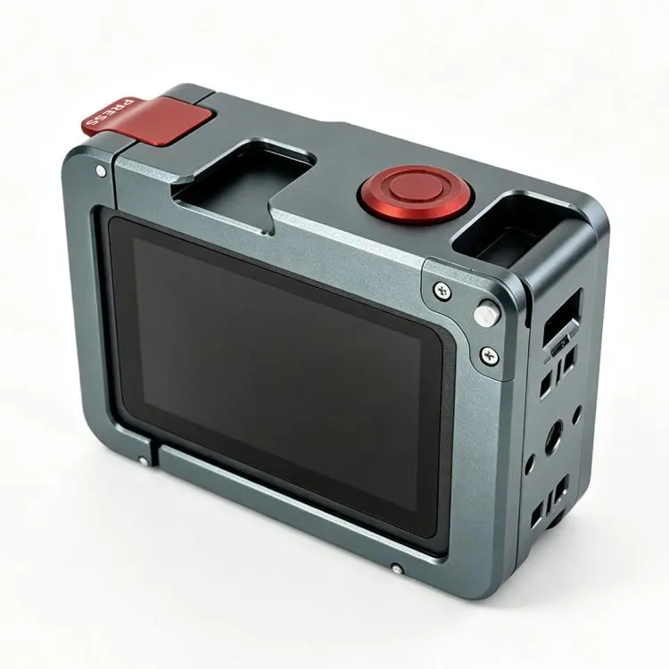 For DJI Osmo Action 6 YELANGU Metal Camera Cage with Dual-Opening (Titanium Grey)