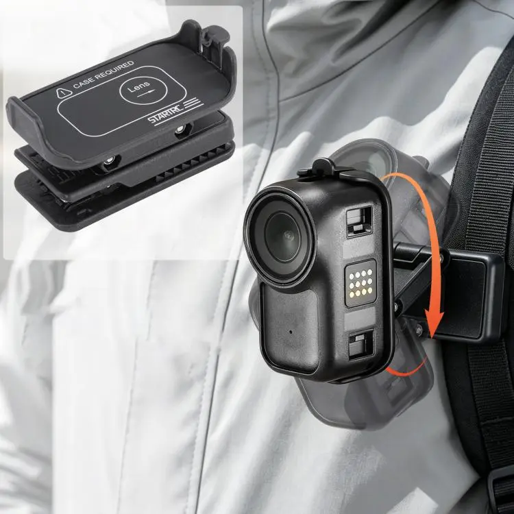 For DJI Osmo Nano STARTRC Backpack Clip Adjustable Action Camera Clamp Quick-Release Mount (Black)