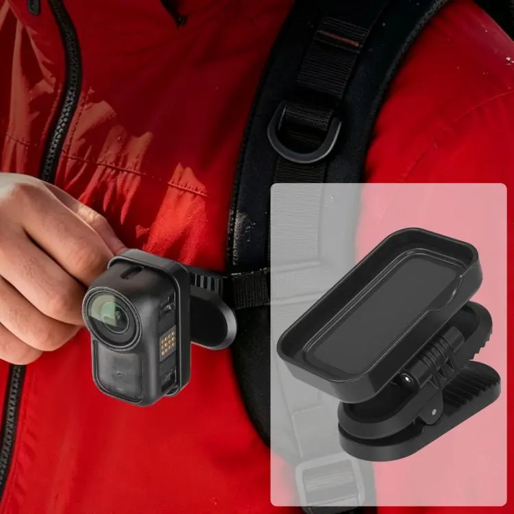 For DJI Osmo Nano Sunnylife Magnetic Backpack Clip Adjustable Action Camera Clamp Quick-Release Mount (Black)