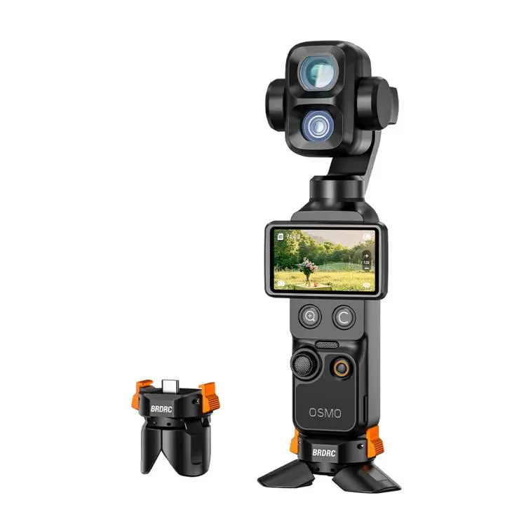 For DJI Osmo Pocket 4P / 4 / 3 BRDRC Charging Magnetic Quick-release Tripod(Black)