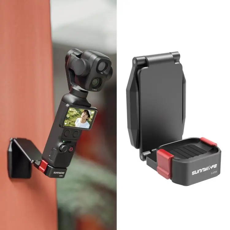 For DJI Osmo Pocket 4P / 4 / 3 Sunnylife Metal Quick-Release Magnetic Mount Tabletop Base Bracket Angles Adjustable Stand (Black)