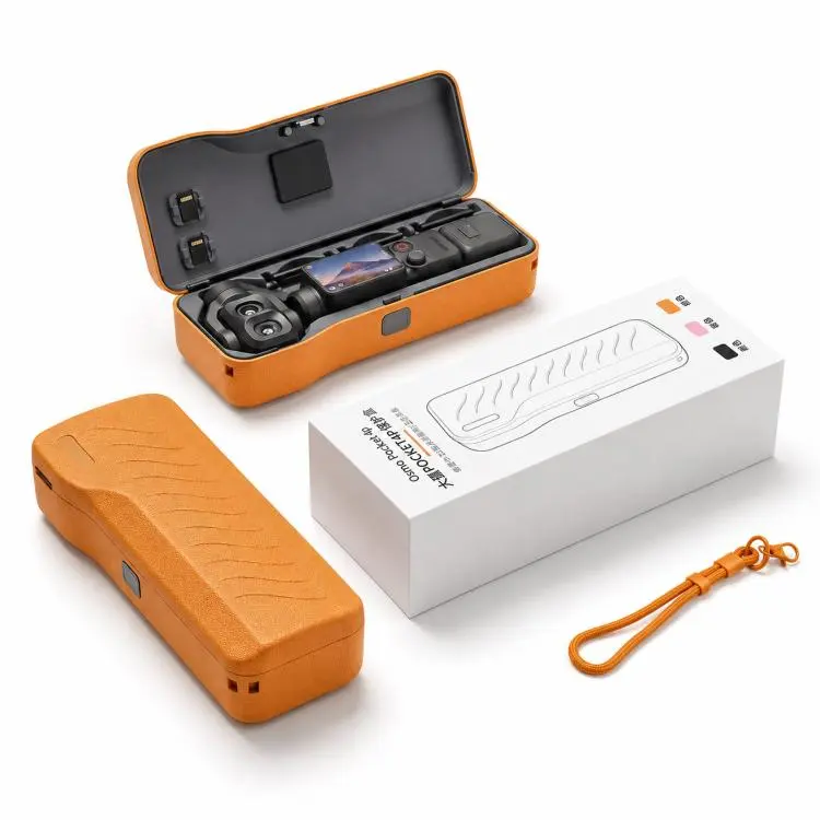 For DJI Osmo Pocket 4P Hard Shell Protective Storage Case Box With 3 Filter Slots, 2 SD Card Holders(Orange)