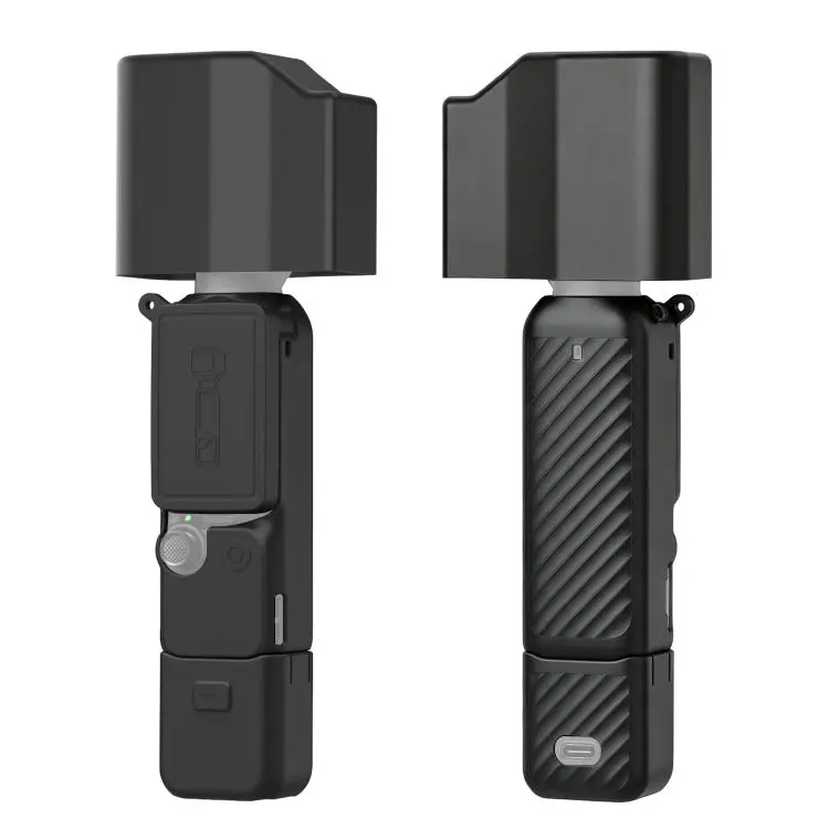 For DJI Osmo Pocket 4P PULUZ 5 in 1 Body Lens Handle Screen Silicone Cover with Anti-loss Rope (Black)