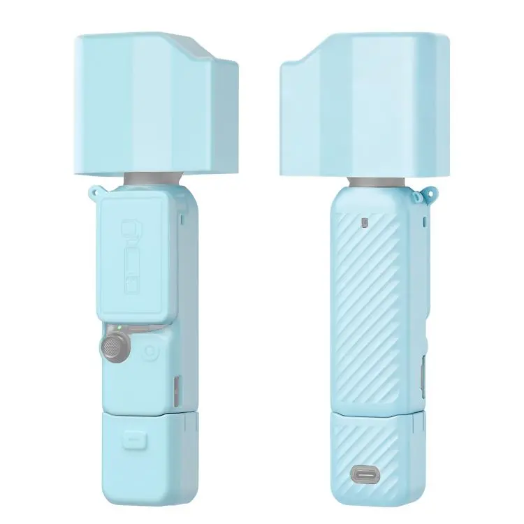 For DJI Osmo Pocket 4P PULUZ 5 in 1 Body Lens Handle Screen Silicone Cover with Anti-loss Rope (Blue)