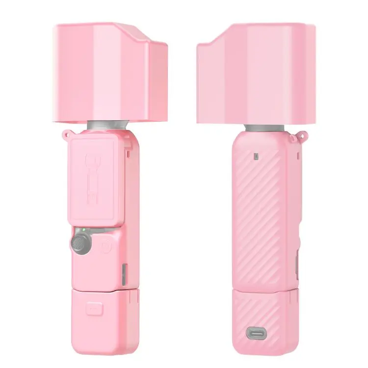 For DJI Osmo Pocket 4P PULUZ 5 in 1 Body Lens Handle Screen Silicone Cover with Anti-loss Rope (Pink)