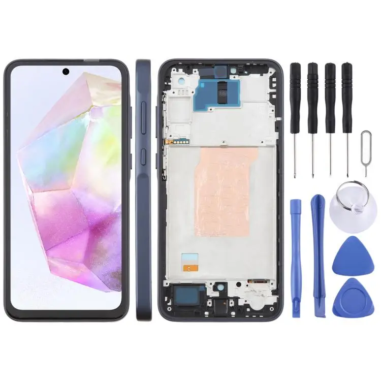 For Galaxy A35 SM-A356B incell LCD Screen Digitizer Full Assembly with Frame, Not Supporting Fingerprint Identification (Black)