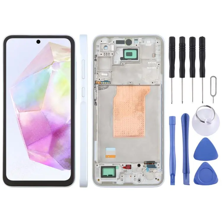 For Galaxy A35 SM-A356B incell LCD Screen Digitizer Full Assembly with Frame, Not Supporting Fingerprint Identification (Blue)