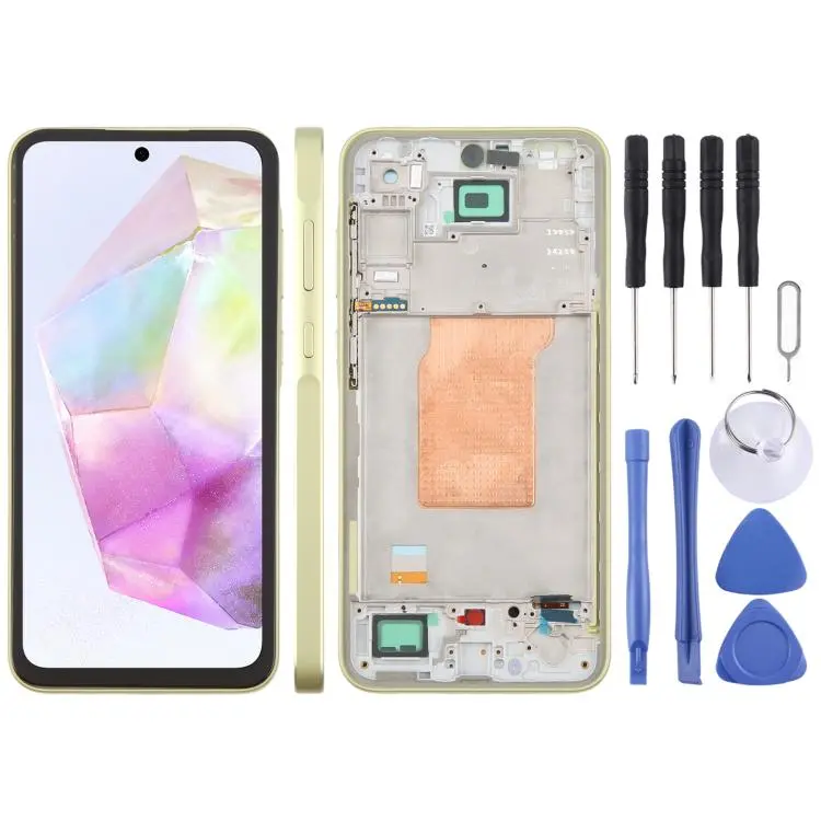 For Galaxy A35 SM-A356B incell LCD Screen Digitizer Full Assembly with Frame, Not Supporting Fingerprint Identification (Green)