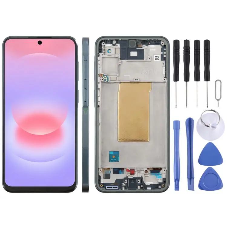 For Galaxy A37 SM-A376B incell LCD Screen Digitizer Full Assembly with Frame, Not Supporting Fingerprint Identification (Green)