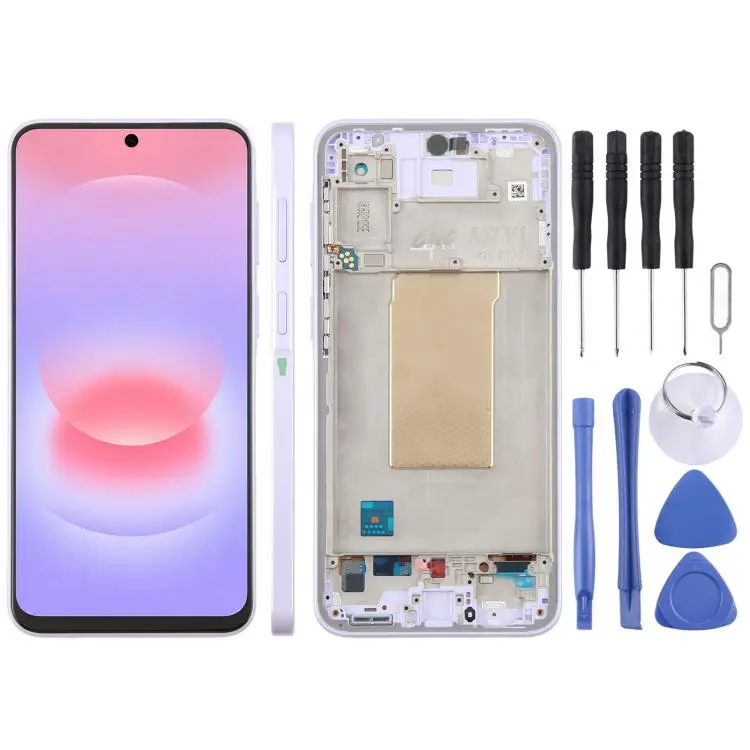 For Galaxy A37 SM-A376B incell LCD Screen Digitizer Full Assembly with Frame, Not Supporting Fingerprint Identification (Purple)