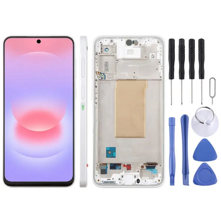 For Galaxy A37 SM-A376B incell LCD Screen Digitizer Full Assembly with Frame, Not Supporting Fingerprint Identification (Silver)