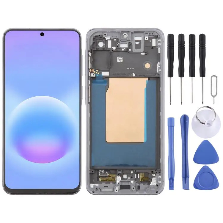 For Galaxy A57 SM-A576B incell LCD Screen Digitizer Full Assembly with Frame, Not Supporting Fingerprint Identification (Grey)