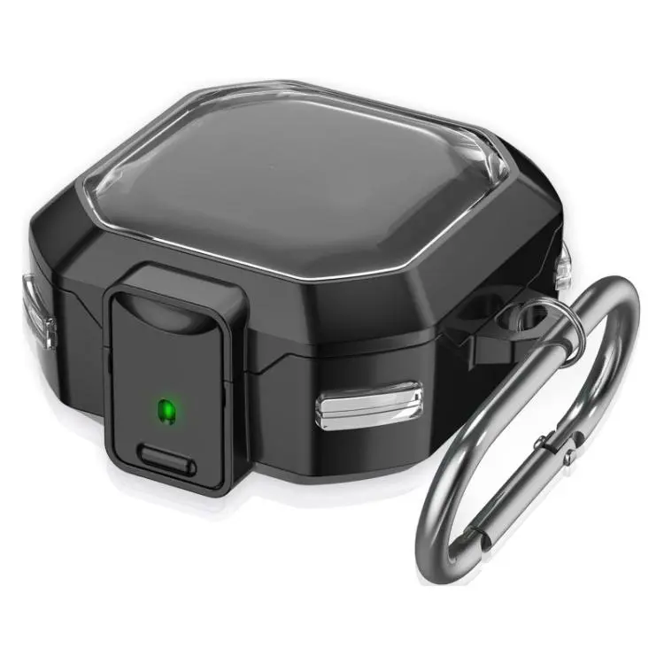 For Galaxy Buds Live / Pro / 2 / 2 Pro / FE / Core Half Transparent Snap Fit TPU Earphone Cover with Metal Buckle(Translucent Black)