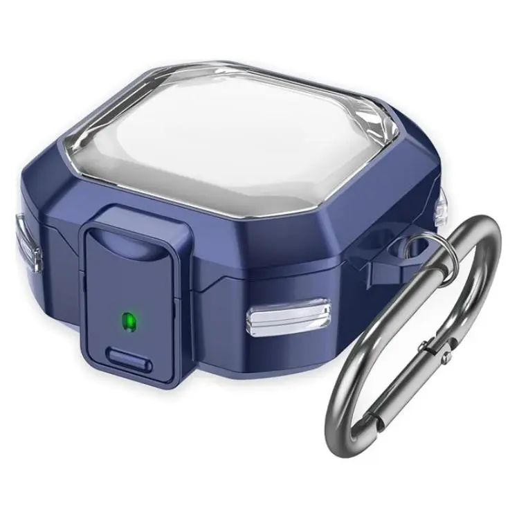 For Galaxy Buds Live / Pro / 2 / 2 Pro / FE / Core Half Transparent Snap Fit TPU Earphone Cover with Metal Buckle(Translucent Blue)