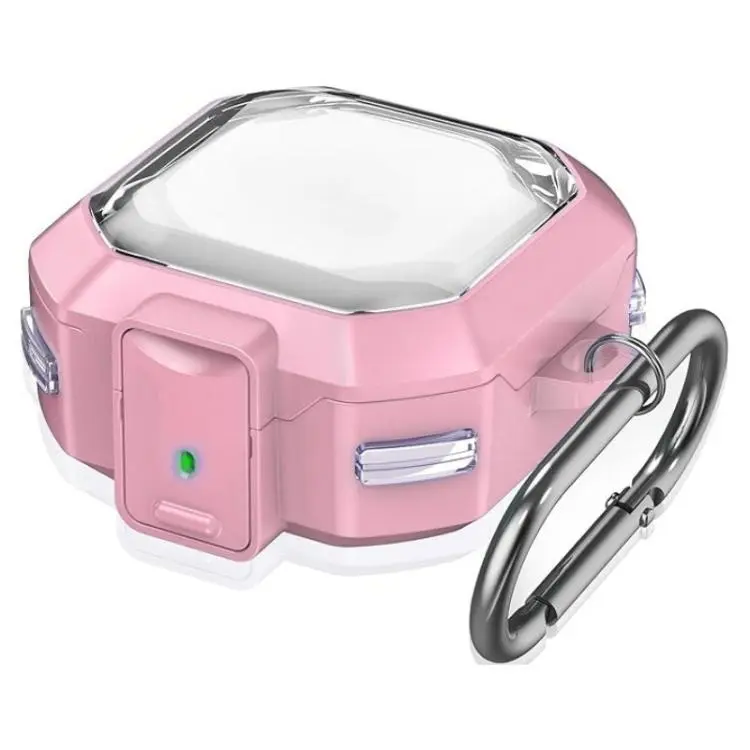 For Galaxy Buds Live / Pro / 2 / 2 Pro / FE / Core Half Transparent Snap Fit TPU Earphone Cover with Metal Buckle(Translucent Pink)