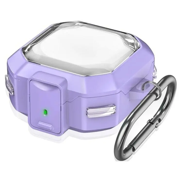 For Galaxy Buds Live / Pro / 2 / 2 Pro / FE / Core Half Transparent Snap Fit TPU Earphone Cover with Metal Buckle(Translucent Purple)