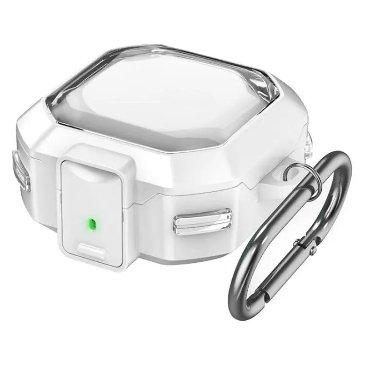 For Galaxy Buds Live / Pro / 2 / 2 Pro / FE / Core Half Transparent Snap Fit TPU Earphone Cover with Metal Buckle(Translucent White)