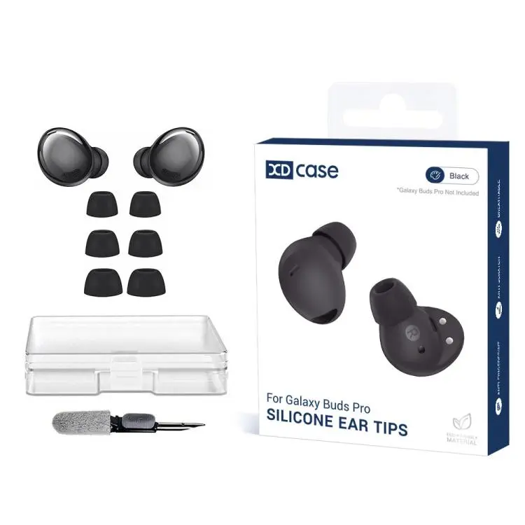 For Galaxy Buds Pro / R190 XDcase 3 Pairs Replacement Silicone Ear Tips Kit, S/M/L Size, Cleaning Brush Color Random(Black)