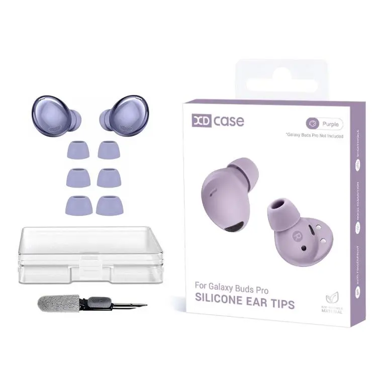 For Galaxy Buds Pro / R190 XDcase 3 Pairs Replacement Silicone Ear Tips Kit, S/M/L Size, Cleaning Brush Color Random(Purple)