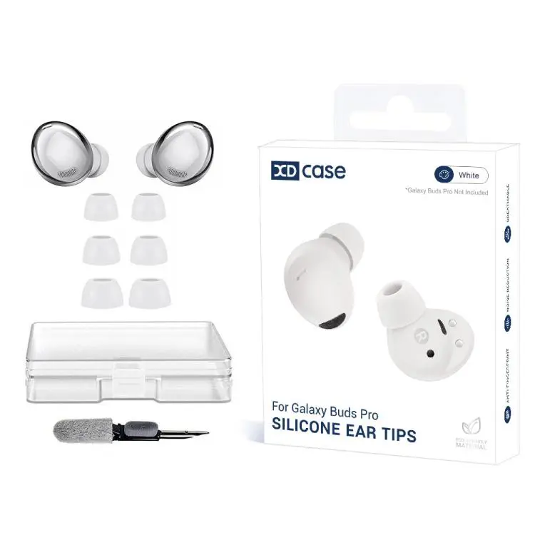 For Galaxy Buds Pro / R190 XDcase 3 Pairs Replacement Silicone Ear Tips Kit, S/M/L Size, Cleaning Brush Color Random(White)