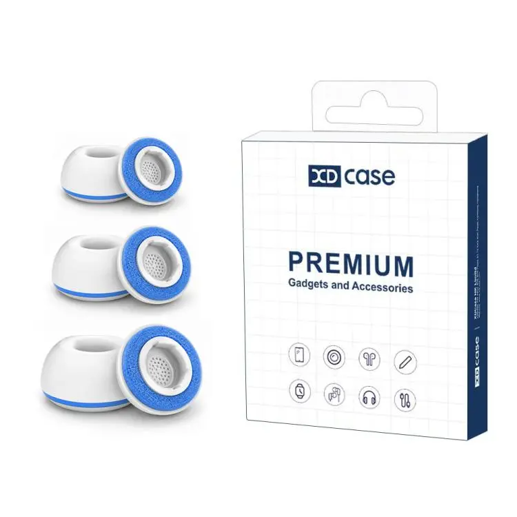 For Galaxy Buds3 Pro / Buds4 Pro XDcase 3 Pairs Replacement Silicone Sponge Ear Tips, S/M/L Size(White Blue)