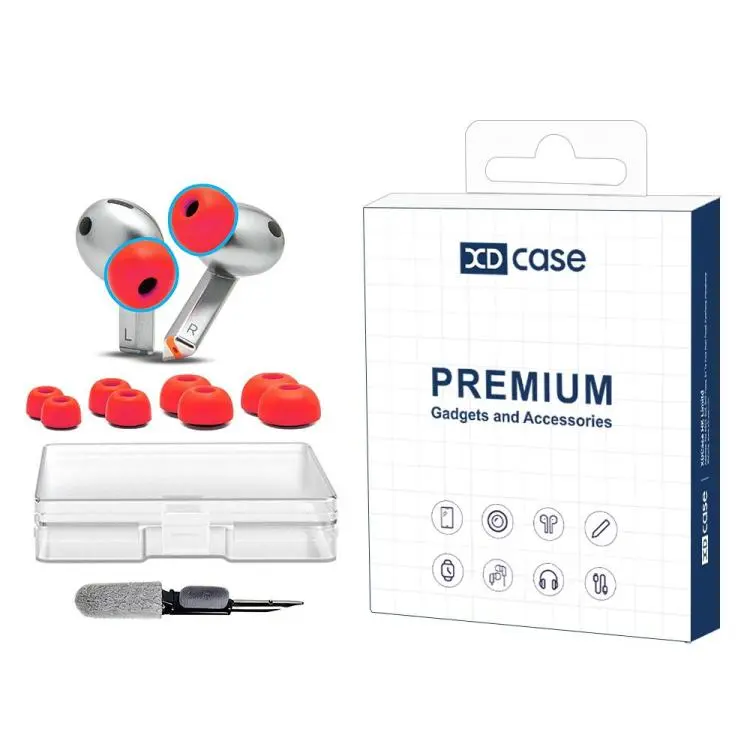 For Galaxy Buds3 Pro / Buds4 Pro XDcase 4 Pairs Replacement Memory Foam Ear Tips Kit, XS/S/M/L Size, Cleaning Brush Color Random(Red)